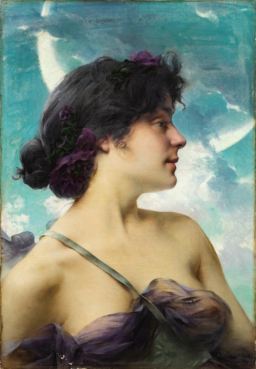 François Paul Auguste Quinsac - Ritratto di una dama come Diana, detta anche Una bellezza in viola